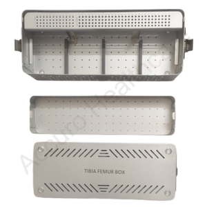 premium tibia femur instrument sterilization box – stainless steel orthopedic storage case