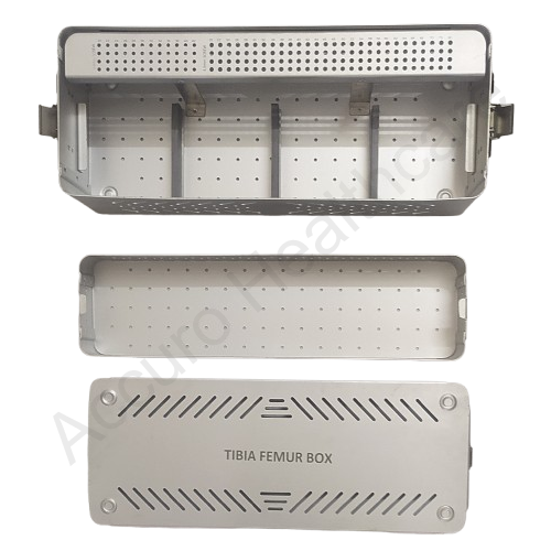 premium tibia femur instrument sterilization box – stainless steel orthopedic storage case